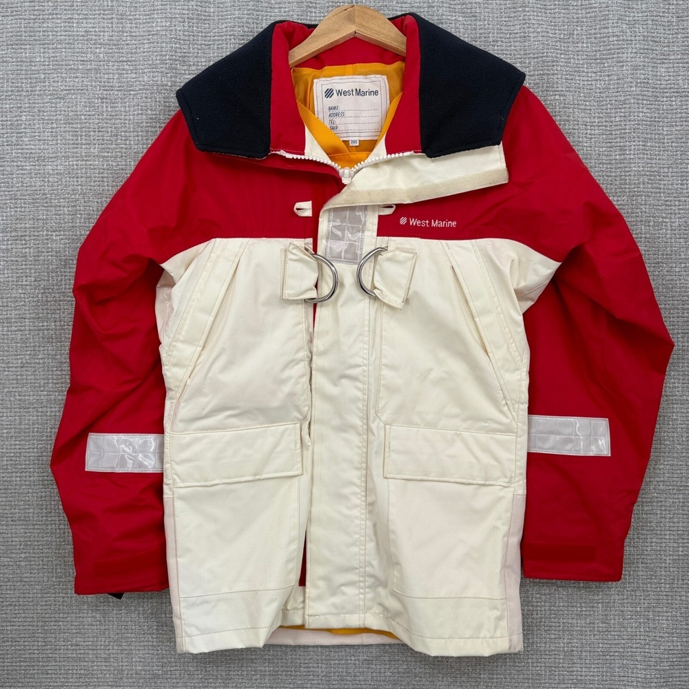 West Marine Sailing Offshore Jacket‎ Sz 2XS Foul Weather Gear Collar Red White